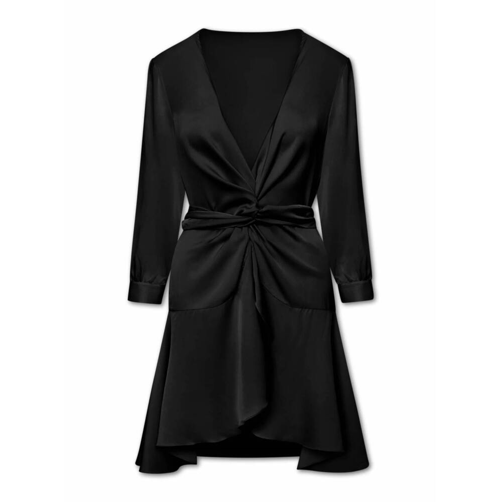 NEW NOUVELLE / SILK95FIVE women's ananda short dress in noir
